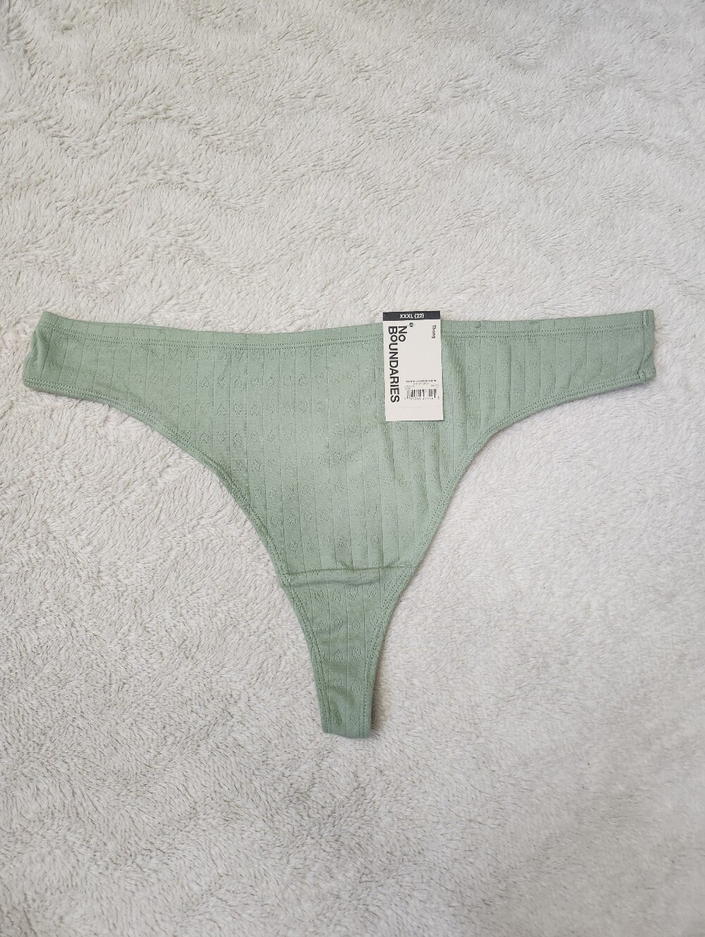 • NWT No Boundaries Pointelle Cotton Thong Panty Size XXXL Topiary Green